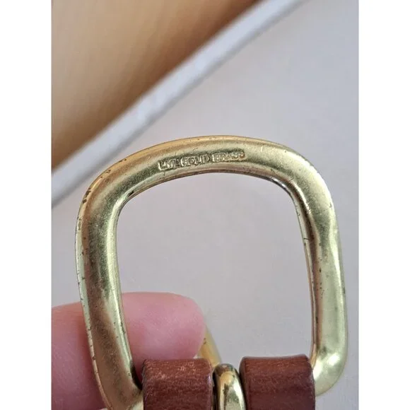 Leather Man Ltd Nautical Flag Belt Leather Trim Brass Buckle CT Mens 40 Maritime - Picture 8 of 13